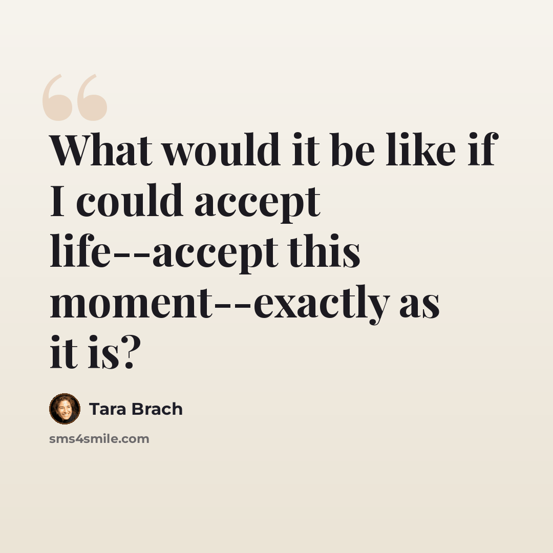 “What would it be like if I could accept life--accept this moment--exactly as it is?” quote by Tara Brach