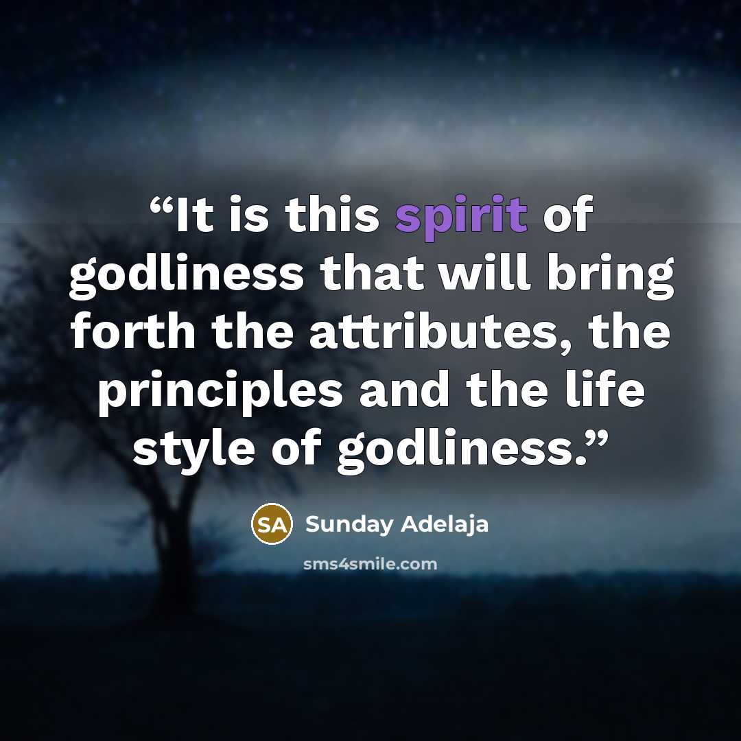 “It is this spirit of godliness that will bring forth the attributes, the principles and the life style of godliness.” quote by Sunday Adelaja