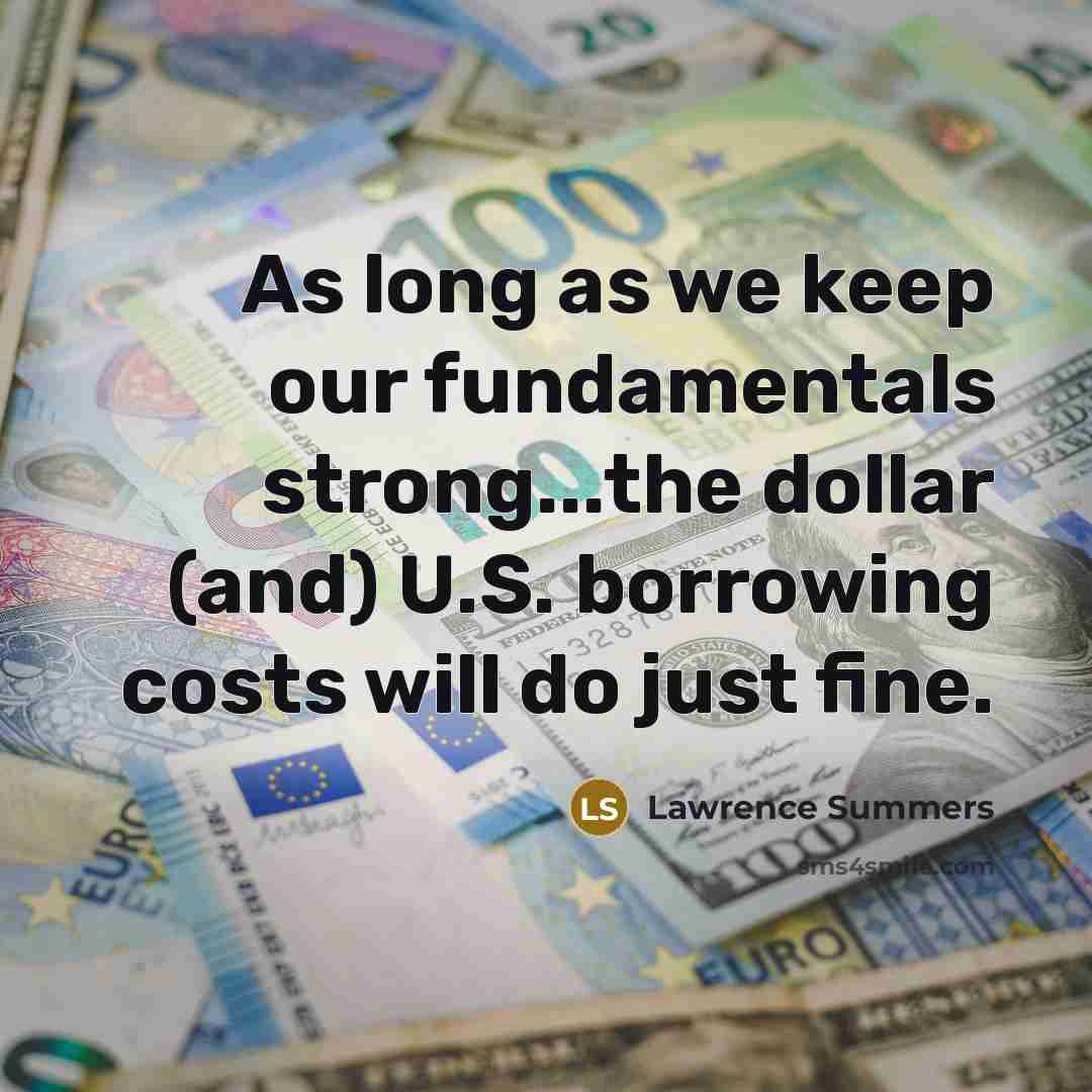 “As long as we keep our fundamentals strong...the dollar (and) U.S. borrowing costs will do just fine.” quote by Lawrence Summers