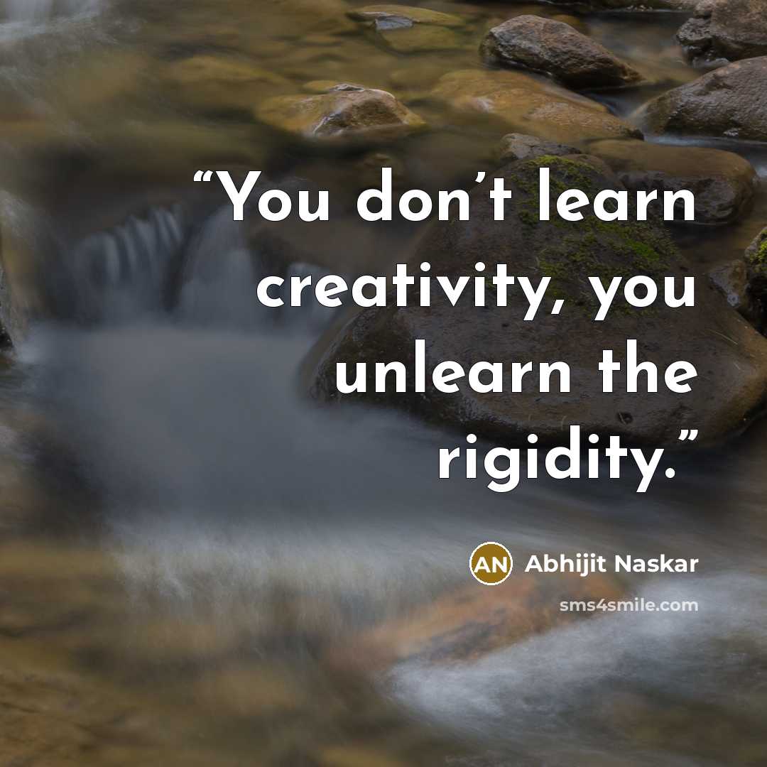 “You don’t learn creativity, you unlearn the rigidity.” quote by Abhijit Naskar