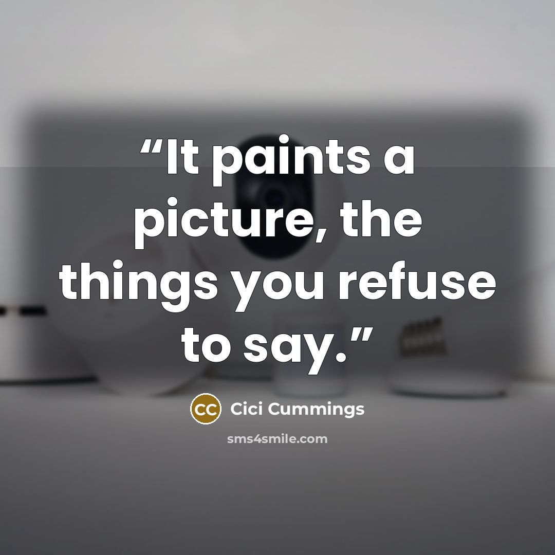 “It paints a picture, the things you refuse to say.” quote by Cici Cummings