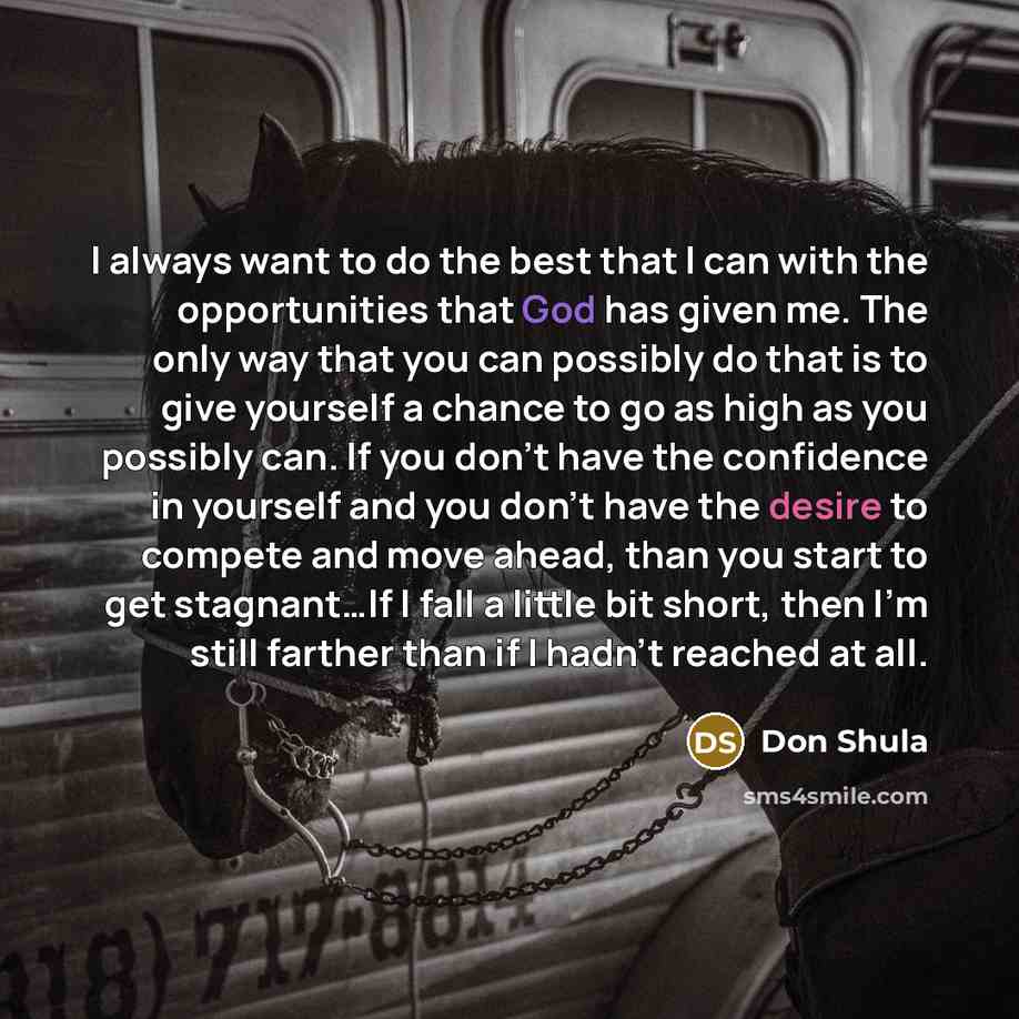 “I always want to do the best that I can with the opportunities that God has given me. The only way that you can possibly do that is to give yourself a chance to go as high as you possibly can. If you don't have the confidence in yourself and you don't have the desire to compete and move ahead…” quote by Don Shula