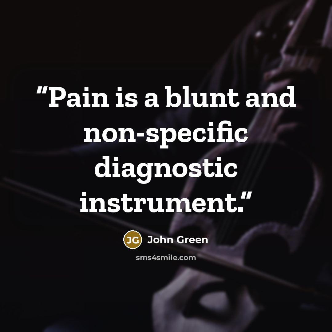 “Pain is a blunt and non-specific diagnostic instrument.” quote by John Green