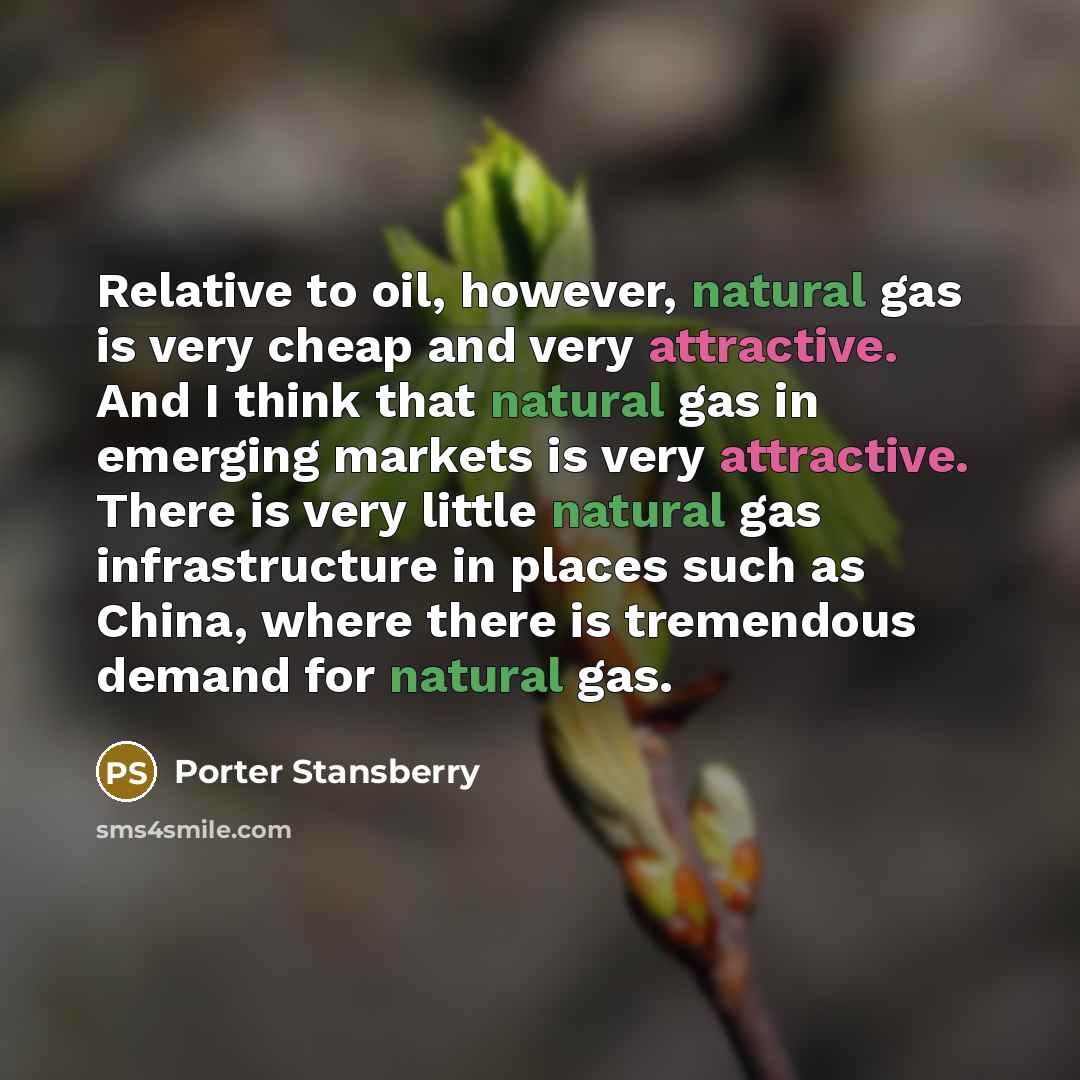 “Relative to oil, however, natural gas is very cheap and very attractive. And I think that natural gas in emerging markets is very attractive. There is very little natural gas infrastructure in places such as China, where there is tremendous demand for natural gas.” quote by Porter Stansberry