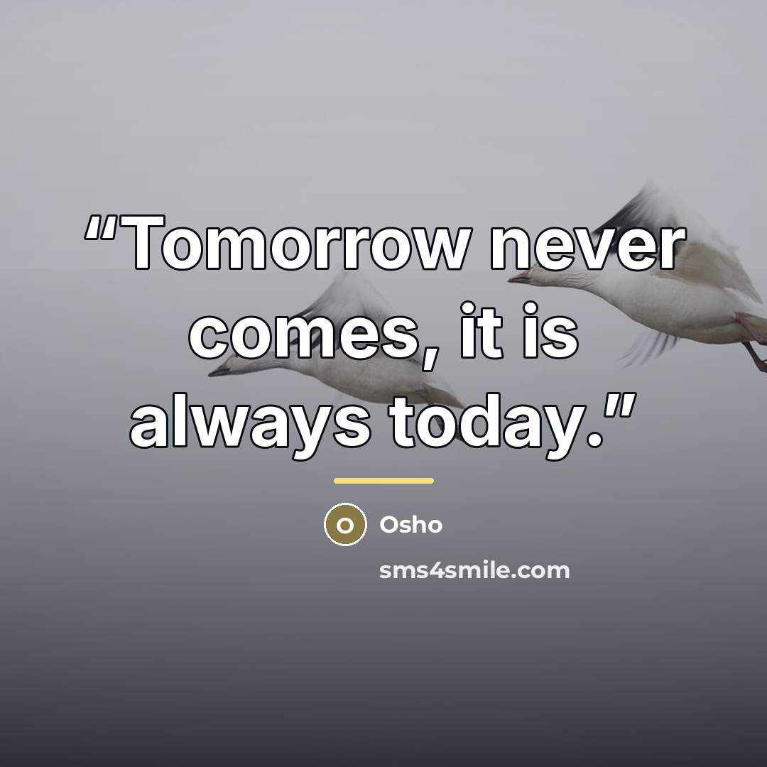 “Tomorrow never comes, it is always today.” quote by Osho