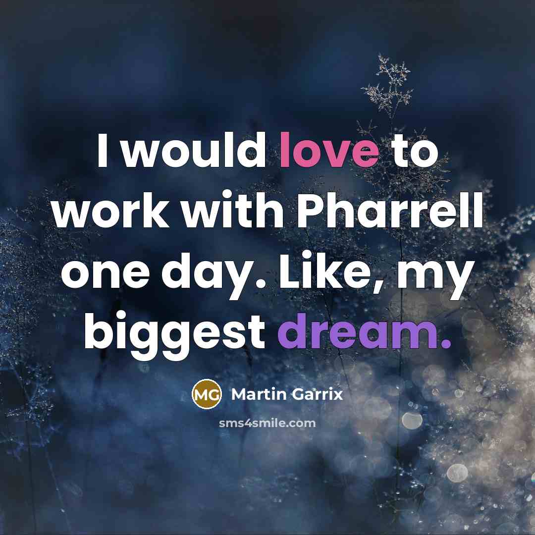 “I would love to work with Pharrell one day. Like, my biggest dream.” quote by Martin Garrix