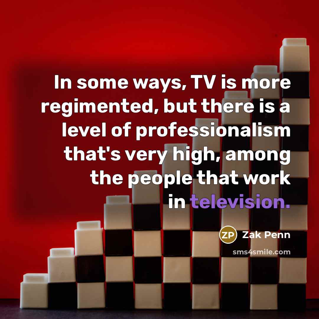 “In some ways, TV is more regimented, but there is a level of professionalism that's very high, among the people that work in television.” quote by Zak Penn