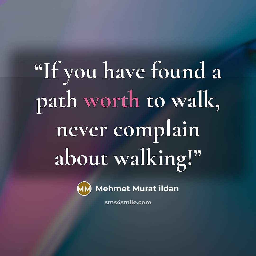 “If you have found a path worth to walk, never complain about walking!” quote by Mehmet Murat ildan