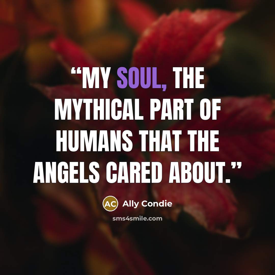 “my soul, the mythical part of humans that the angels cared about.” quote by Ally Condie