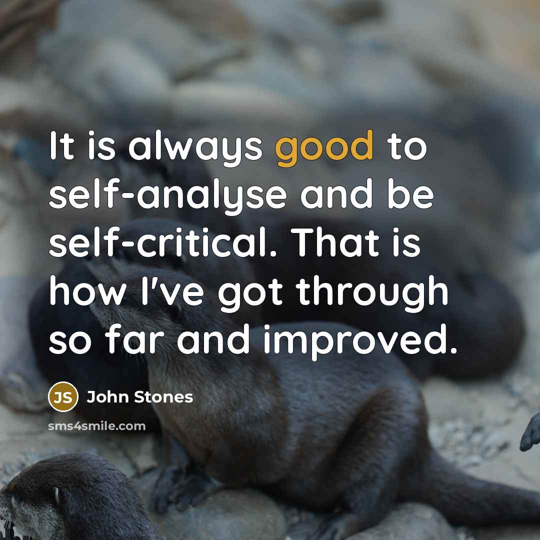 “It is always good to self-analyse and be self-critical. That is how I've got through so far and improved.” quote by John Stones