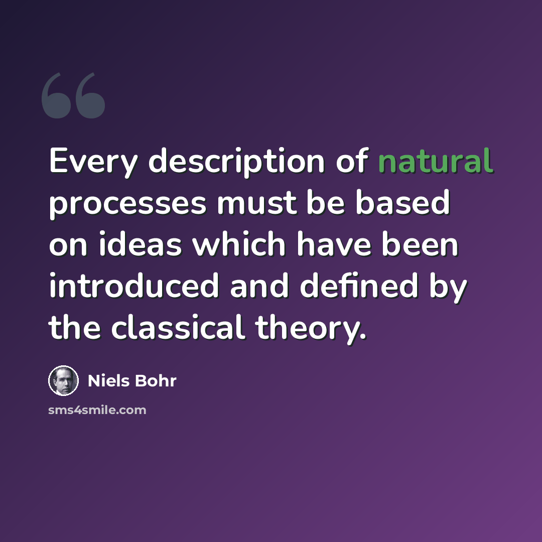 “Every description of natural processes must be based on ideas which have been introduced and defined by the classical theory.” quote by Niels Bohr
