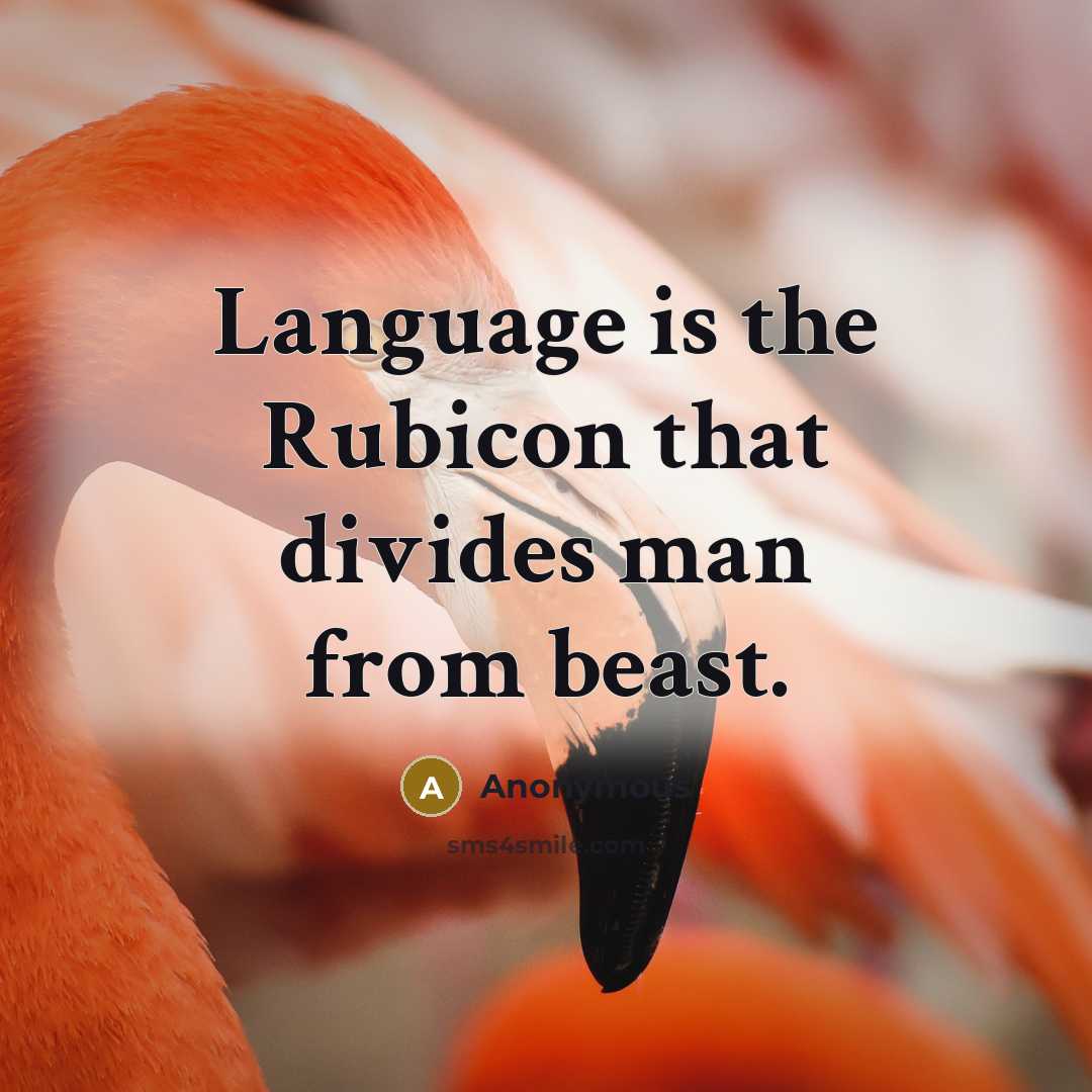 “Language is the Rubicon that divides man from beast.” quote by Anonymous