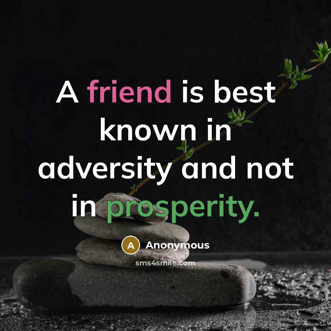 “A friend is best known in adversity and not in prosperity.” quote by Anonymous