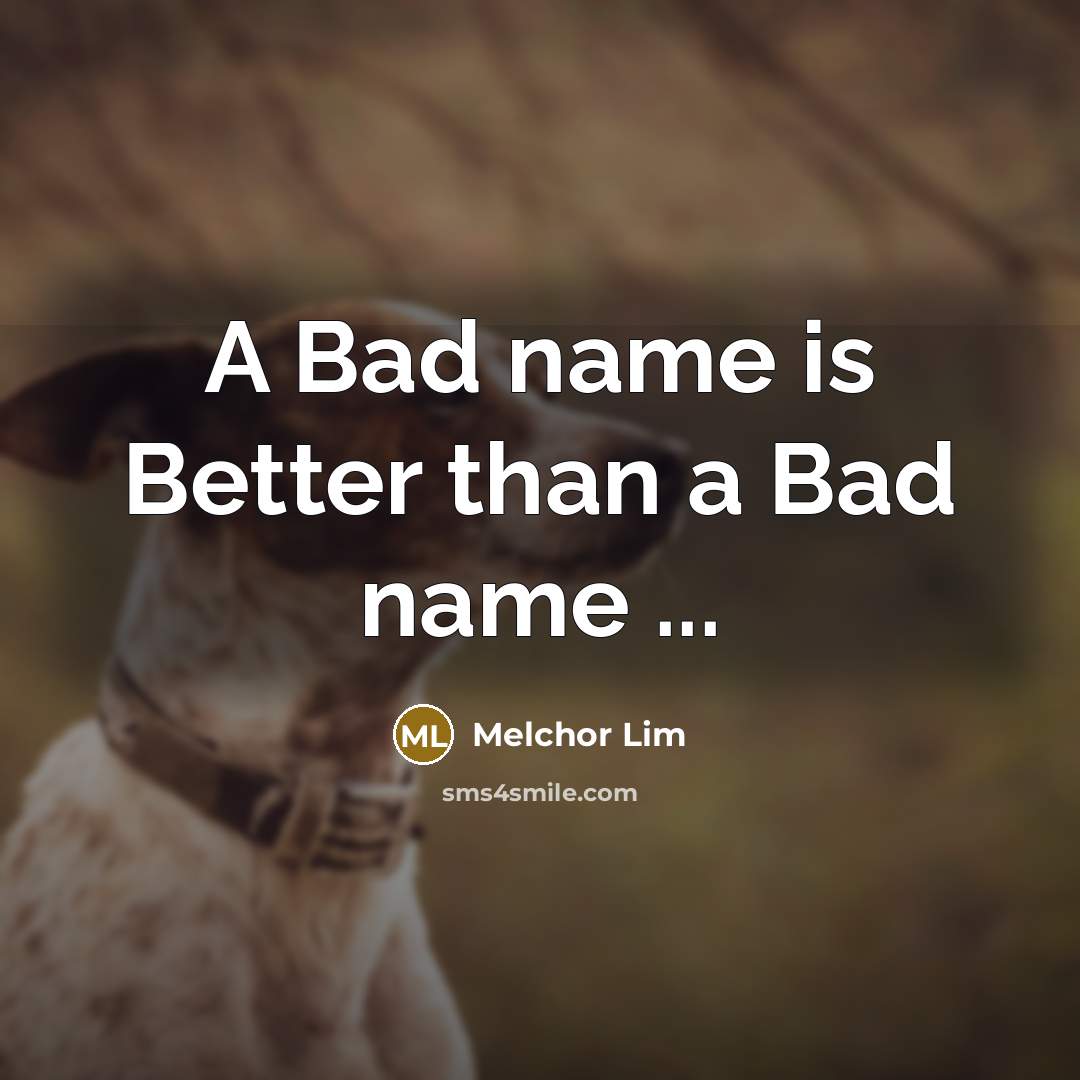 “A Bad name is Better than a Bad name ...” quote by Melchor Lim