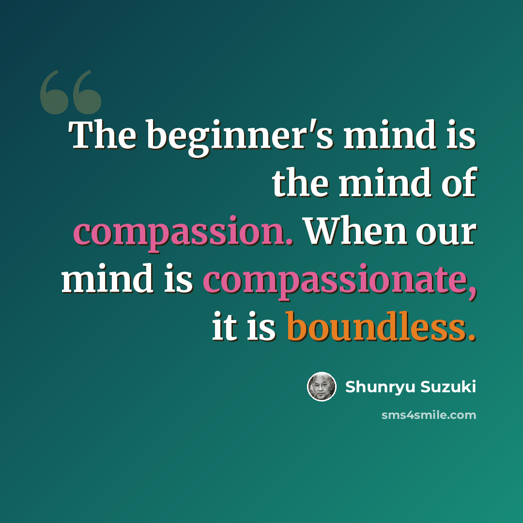 “The beginner's mind is the mind of compassion. When our mind is compassionate, it is boundless.” quote by Shunryu Suzuki