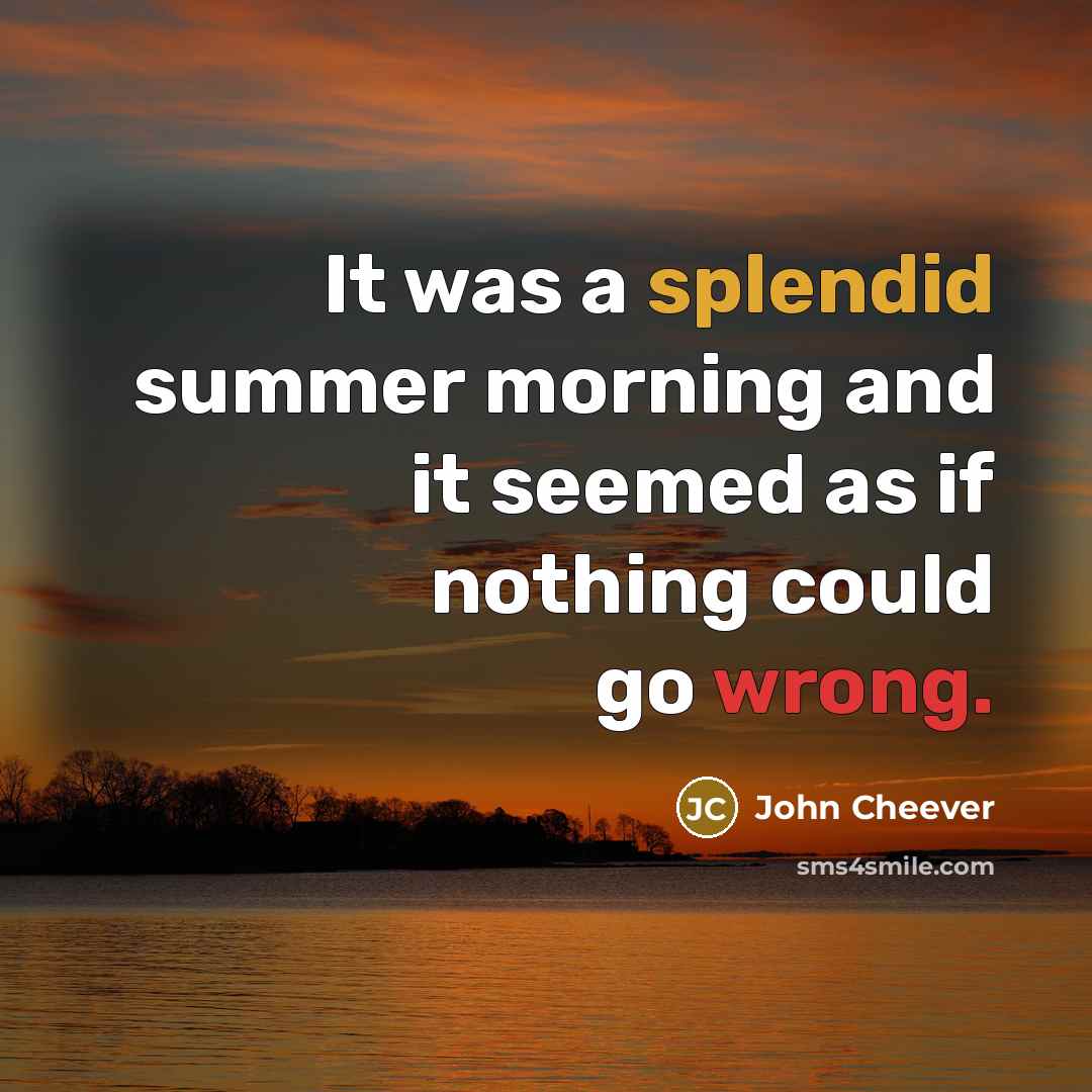 “It was a splendid summer morning and it seemed as if nothing could go wrong.” quote by John Cheever