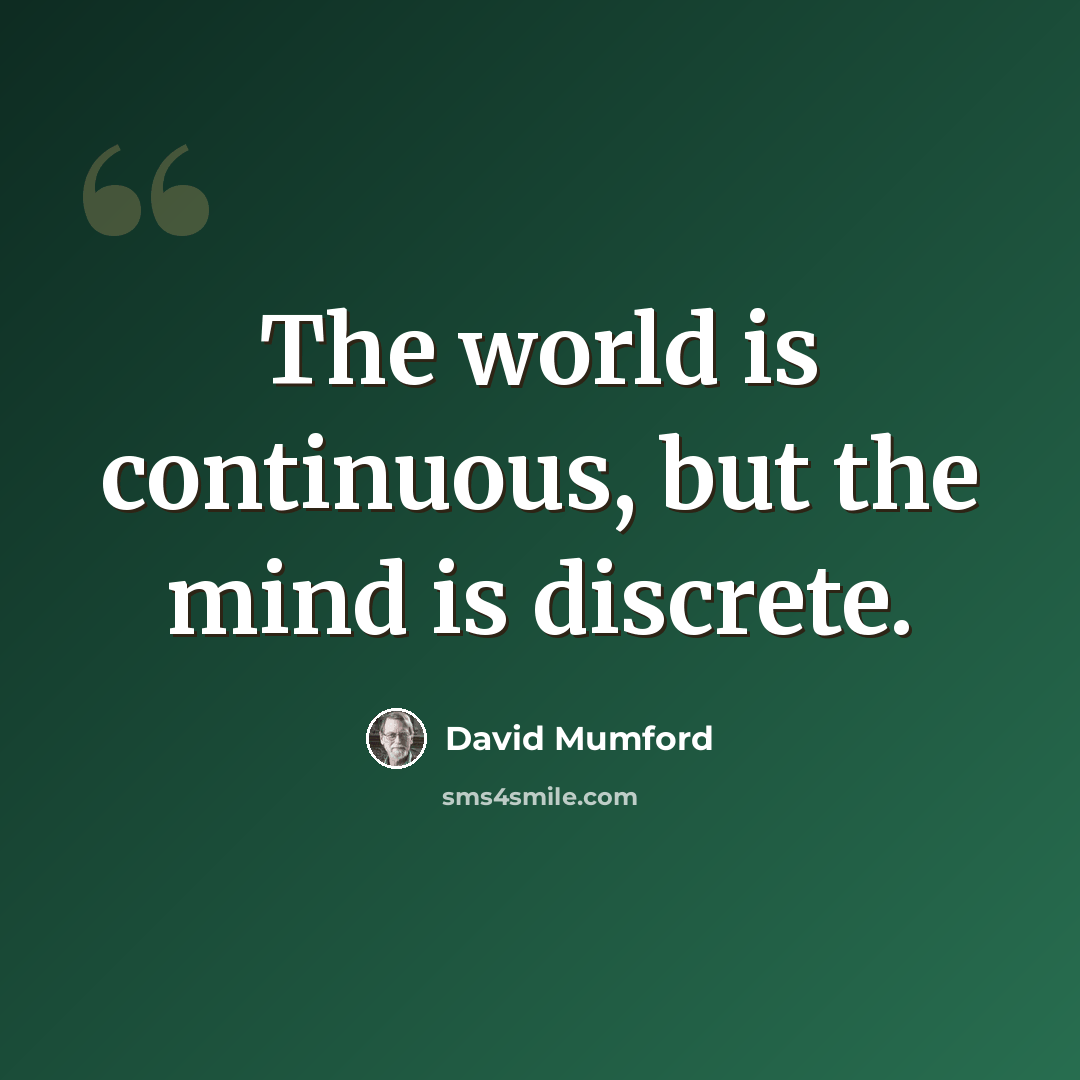 “The world is continuous, but the mind is discrete.” quote by David Mumford