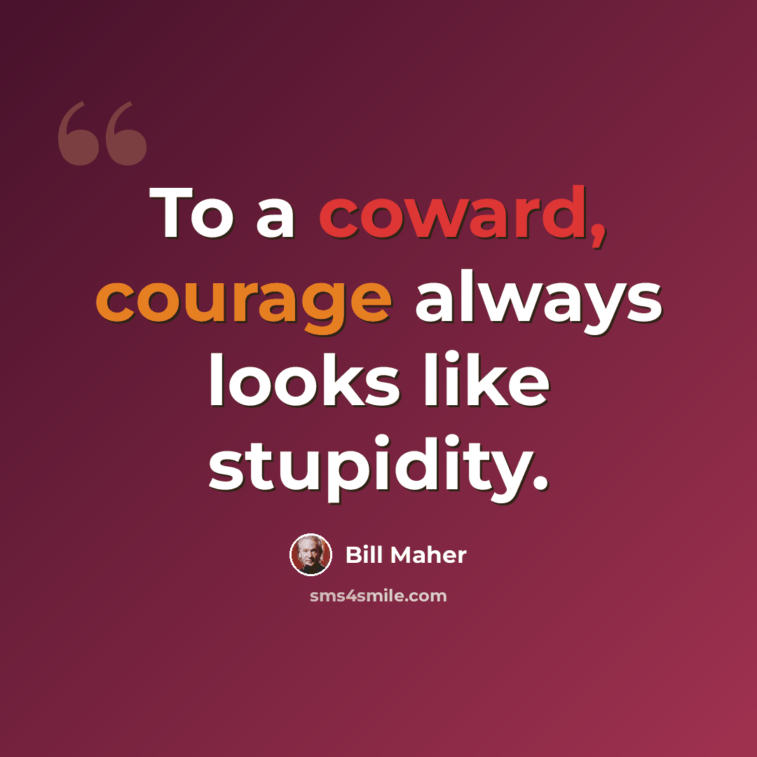 “To a coward, courage always looks like stupidity.” quote by Bill Maher