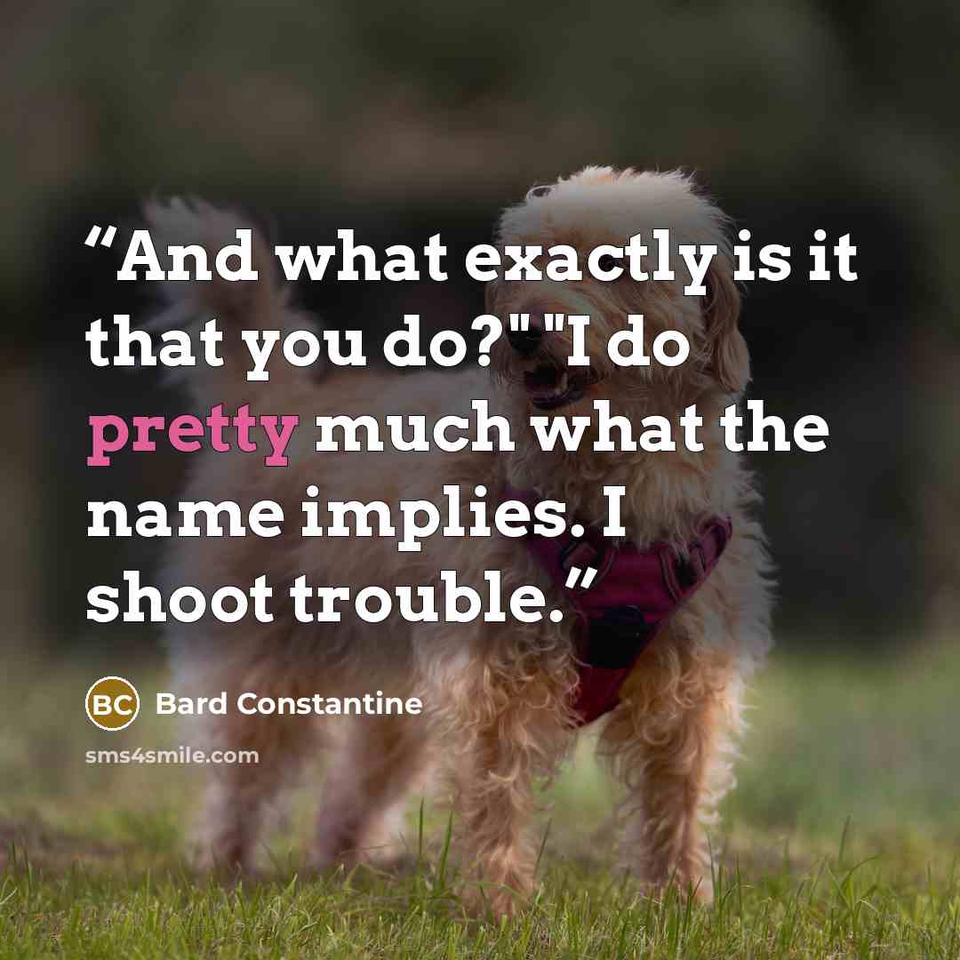 “And what exactly is it that you do?" "I do pretty much what the name implies. I shoot trouble.” quote by Bard Constantine