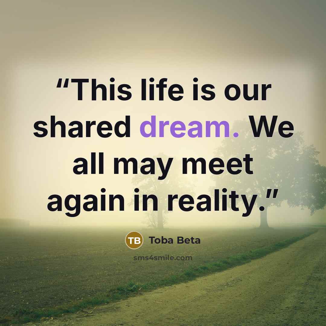“This life is our shared dream. We all may meet again in reality.” quote by Toba Beta
