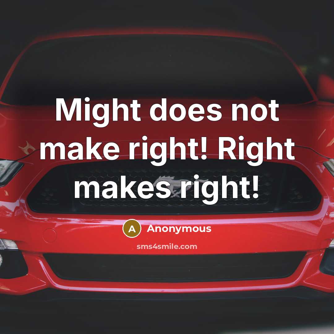 “Might does not make right! Right makes right!” quote by Anonymous