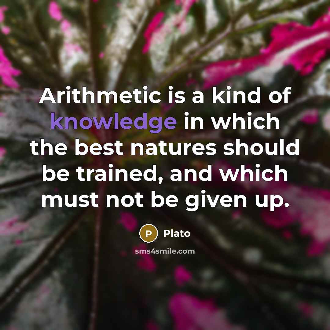 “Arithmetic is a kind of knowledge in which the best natures should be trained, and which must not be given up.” quote by Plato