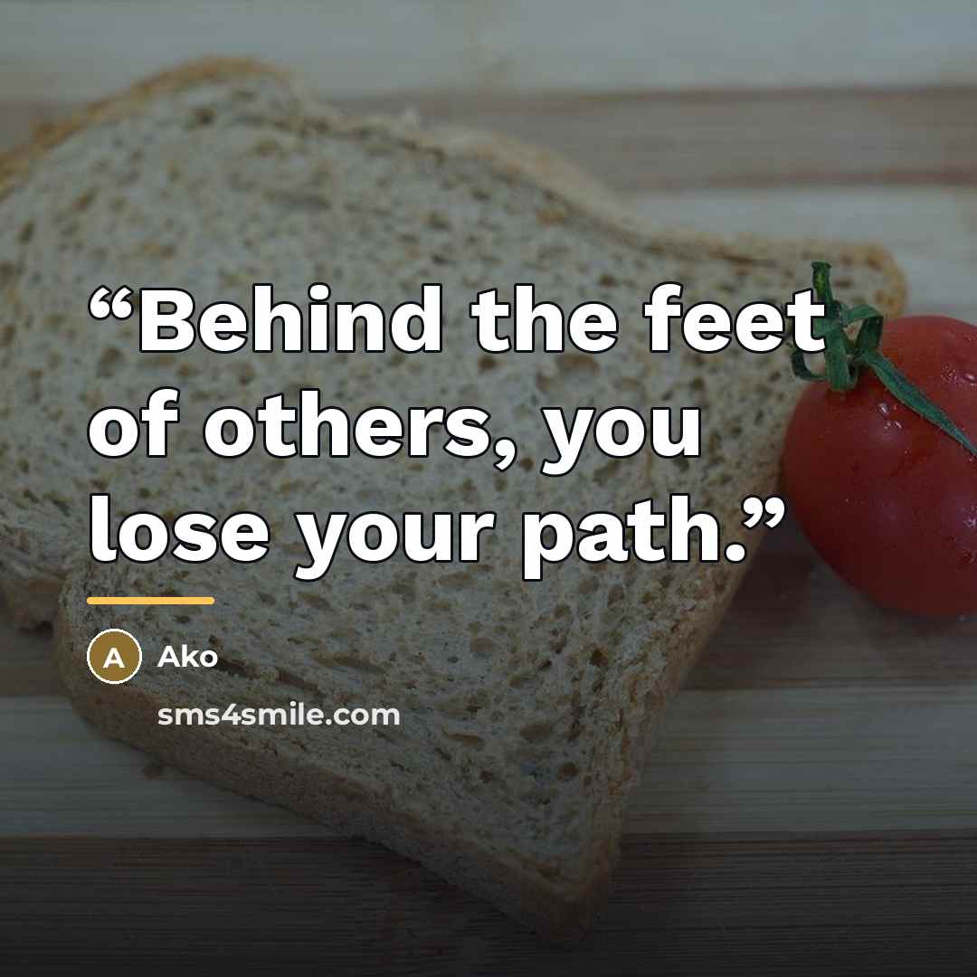“Behind the feet of others, you lose your path.” quote by Ako