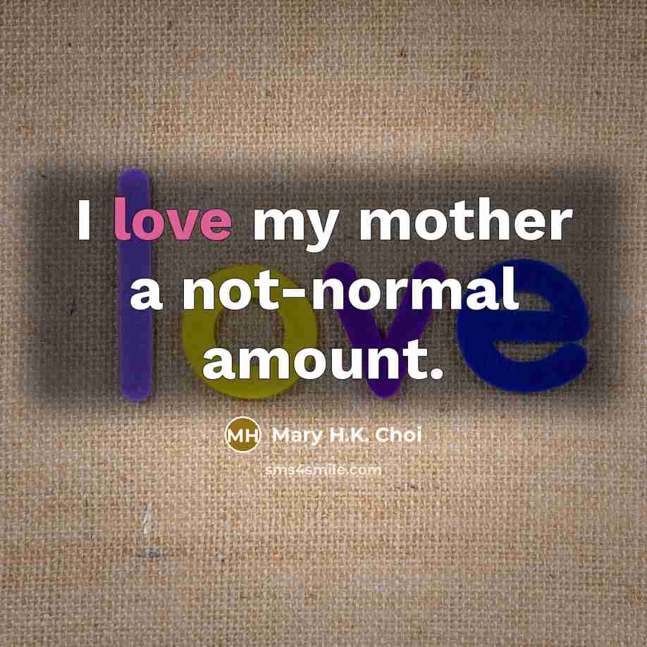 “I love my mother a not-normal amount.” quote by Mary H.K. Choi