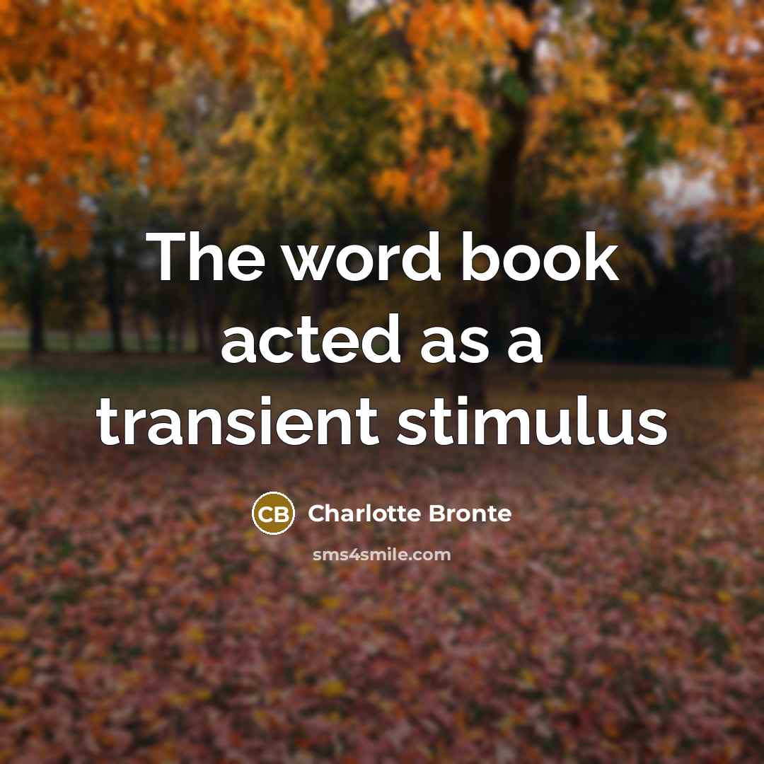 “The word book acted as a transient stimulus” quote by Charlotte Bronte