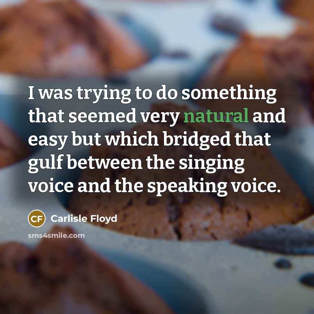 “I was trying to do something that seemed very natural and easy but which bridged that gulf between the singing voice and the speaking voice.” quote by Carlisle Floyd
