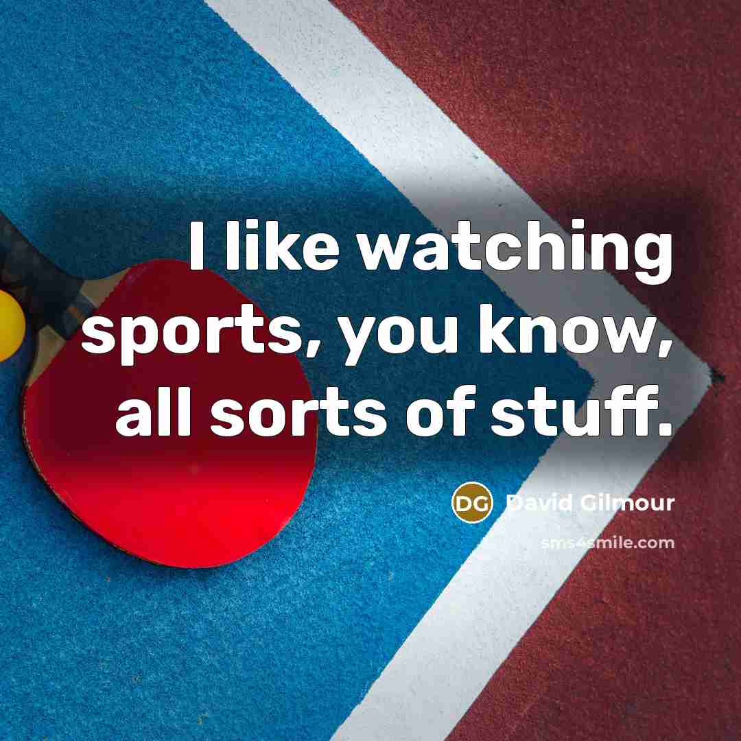 “I like watching sports, you know, all sorts of stuff.” quote by David Gilmour