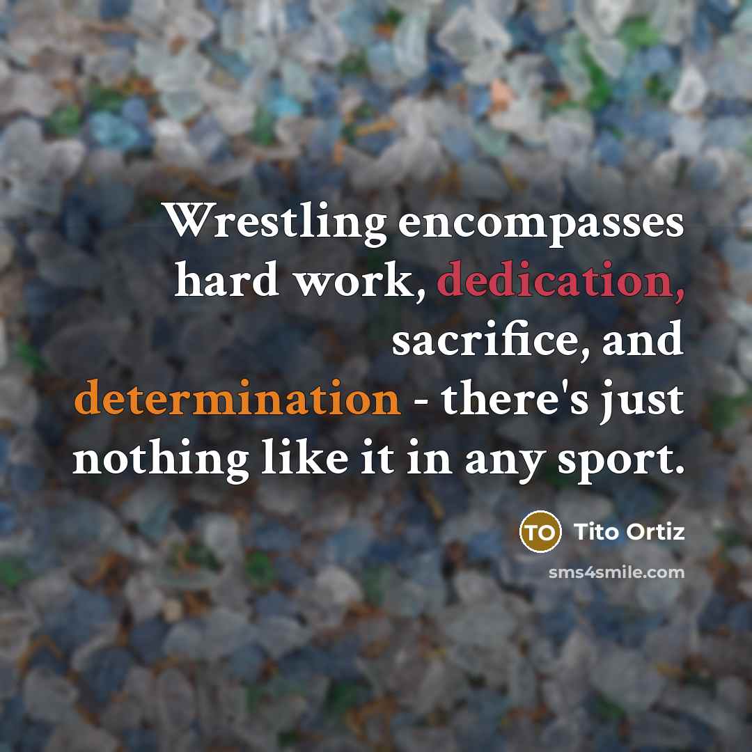 “Wrestling encompasses hard work, dedication, sacrifice, and determination - there's just nothing like it in any sport.” quote by Tito Ortiz