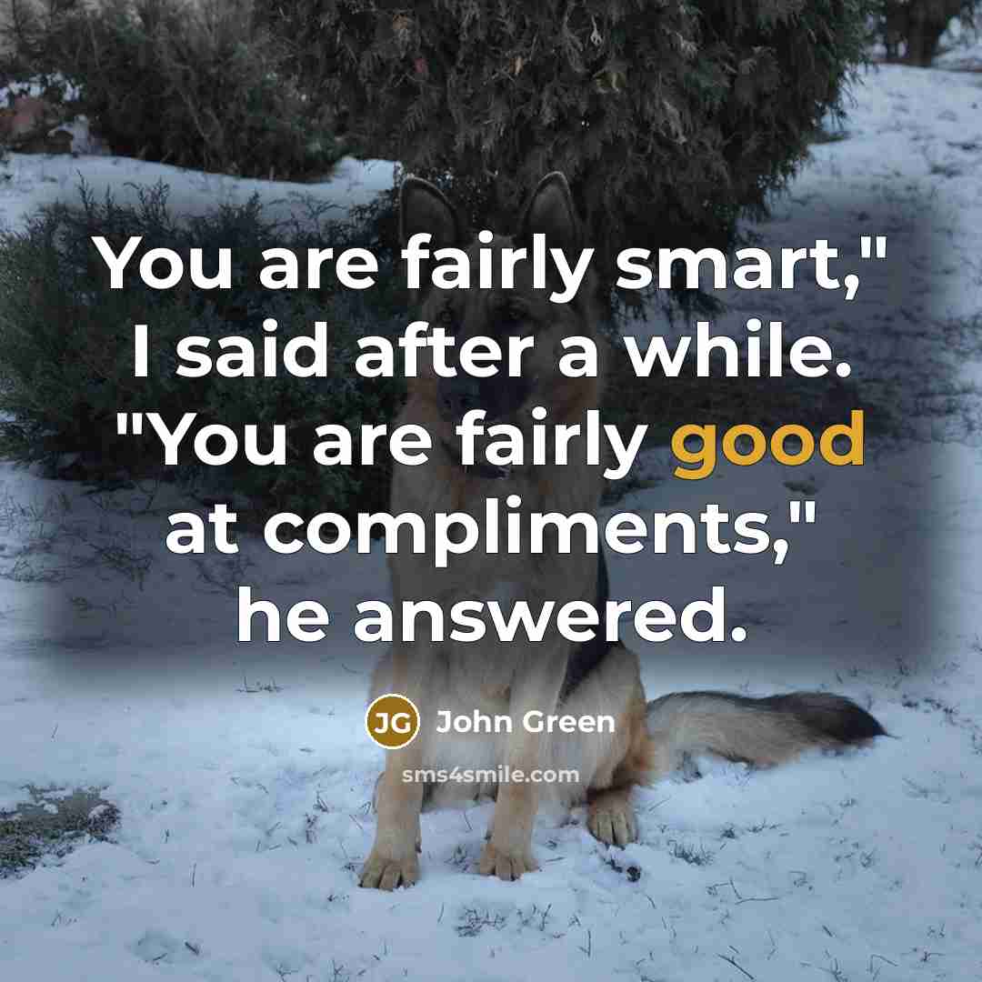 “You are fairly smart," I said after a while. "You are fairly good at compliments," he answered.” quote by John Green