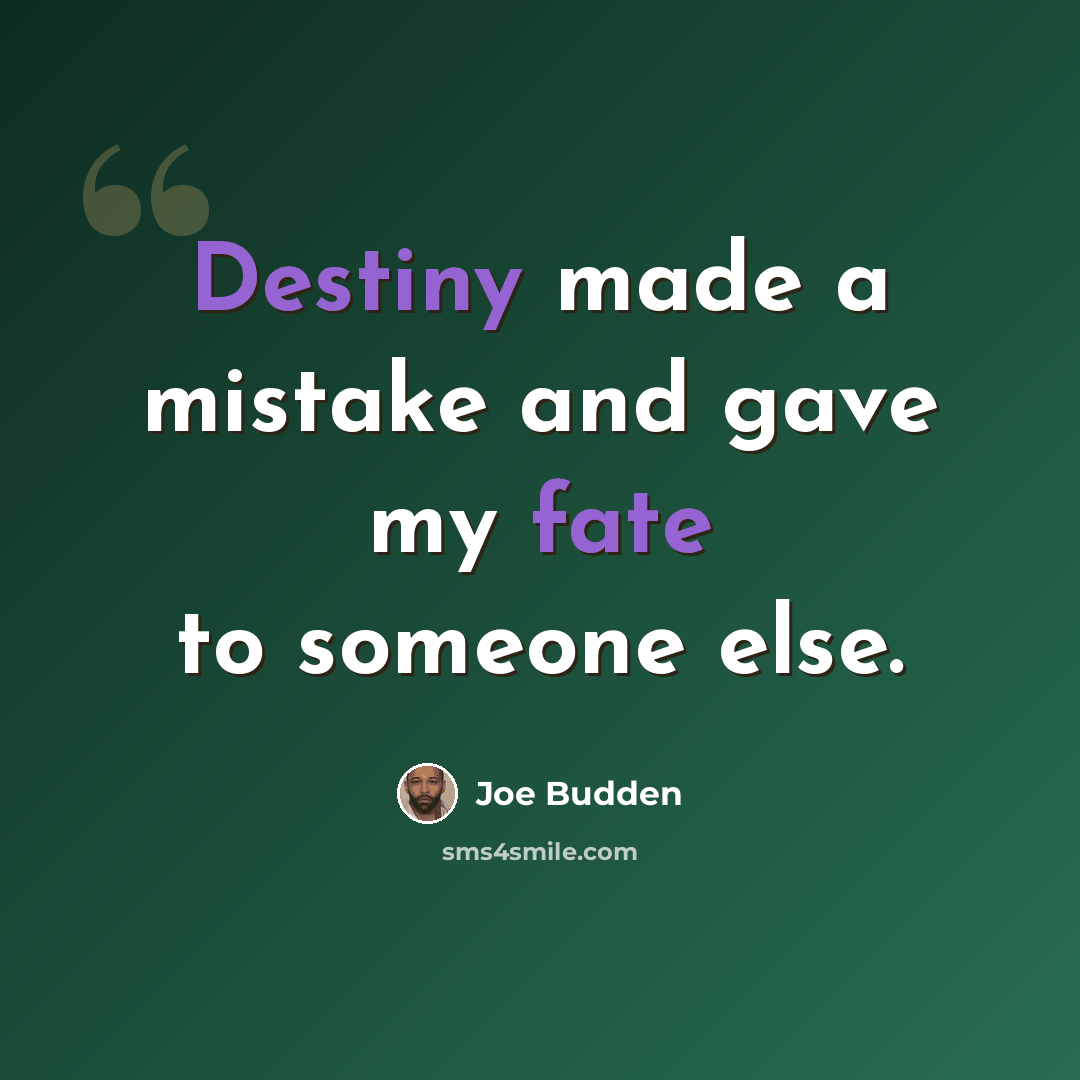 “Destiny made a mistake and gave my fate to someone else.” quote by Joe Budden