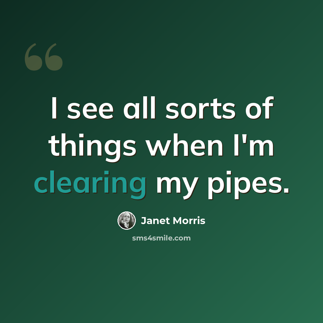 “I see all sorts of things when I'm clearing my pipes.” quote by Janet Morris