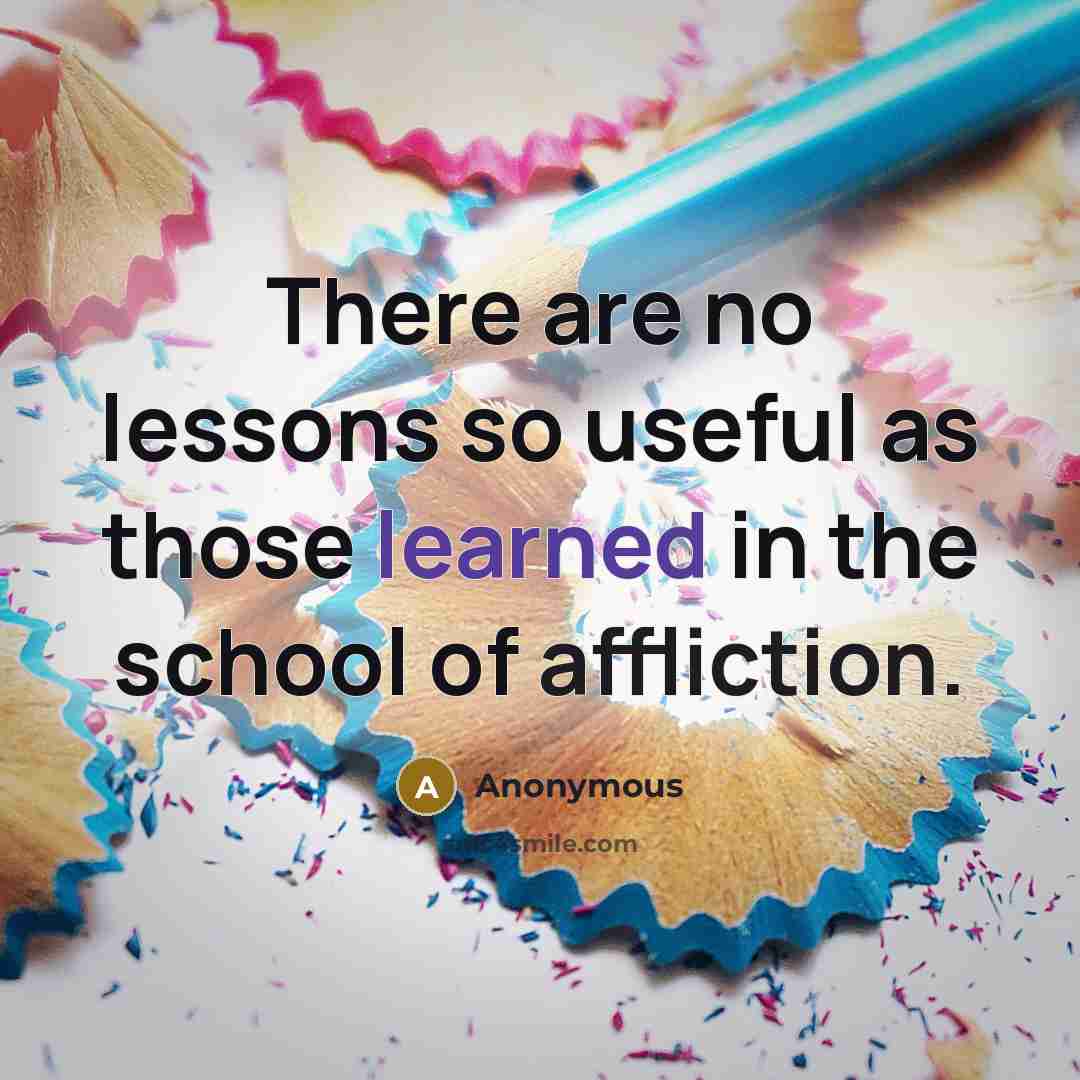 “There are no lessons so useful as those learned in the school of affliction.” quote by Anonymous