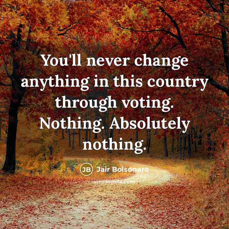 “You'll never change anything in this country through voting. Nothing. Absolutely nothing.” quote by Jair Bolsonaro