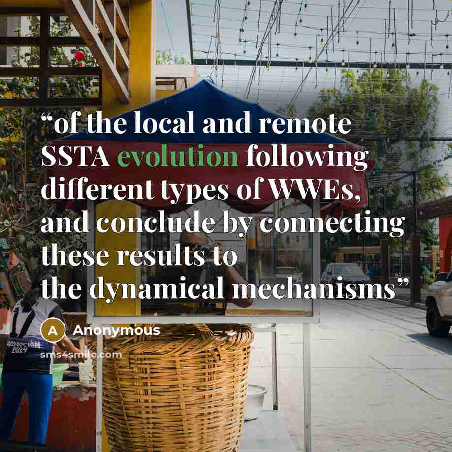 “of the local and remote SSTA evolution following different types of WWEs, and conclude by connecting these results to the dynamical mechanisms” quote by Anonymous