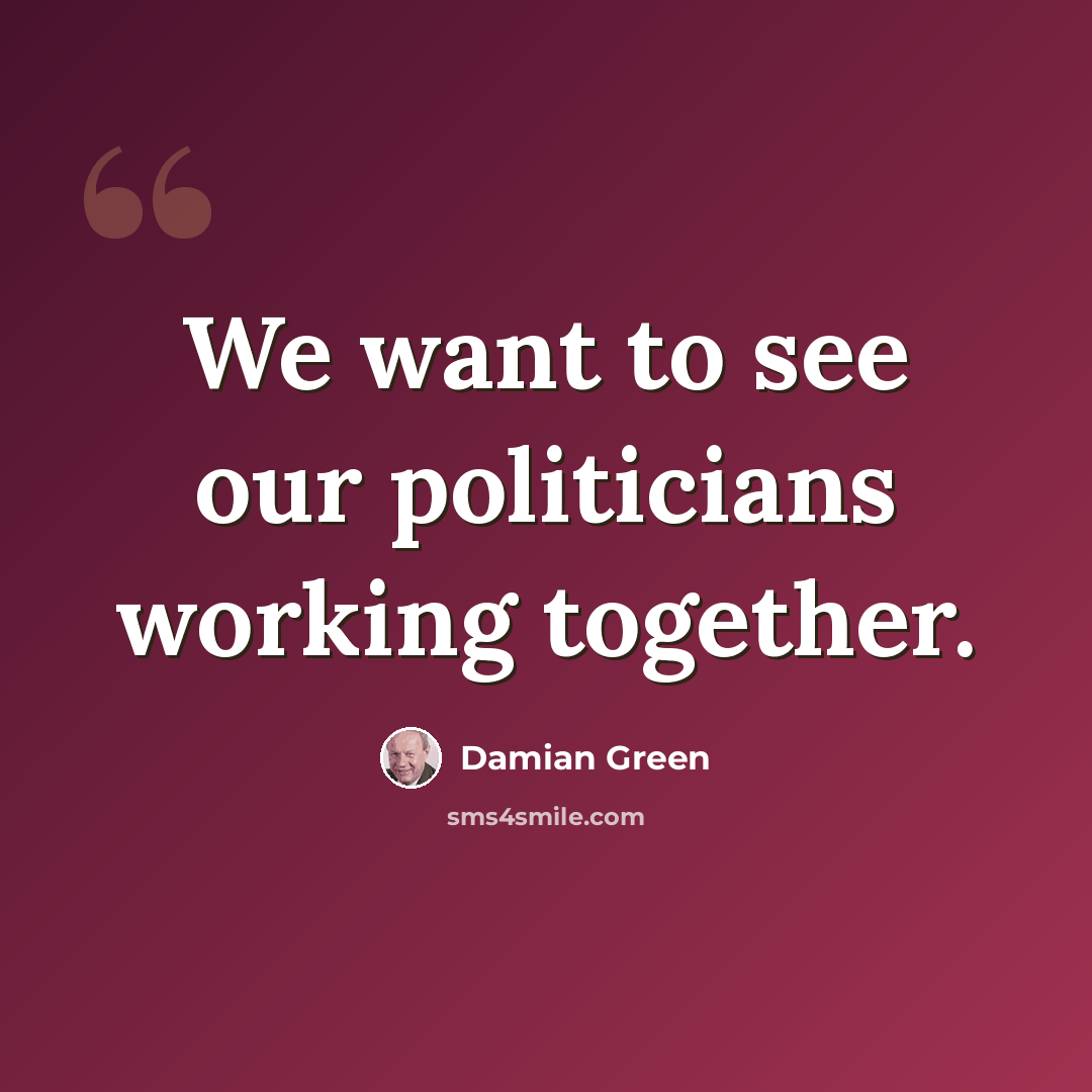 “We want to see our politicians working together.” quote by Damian Green