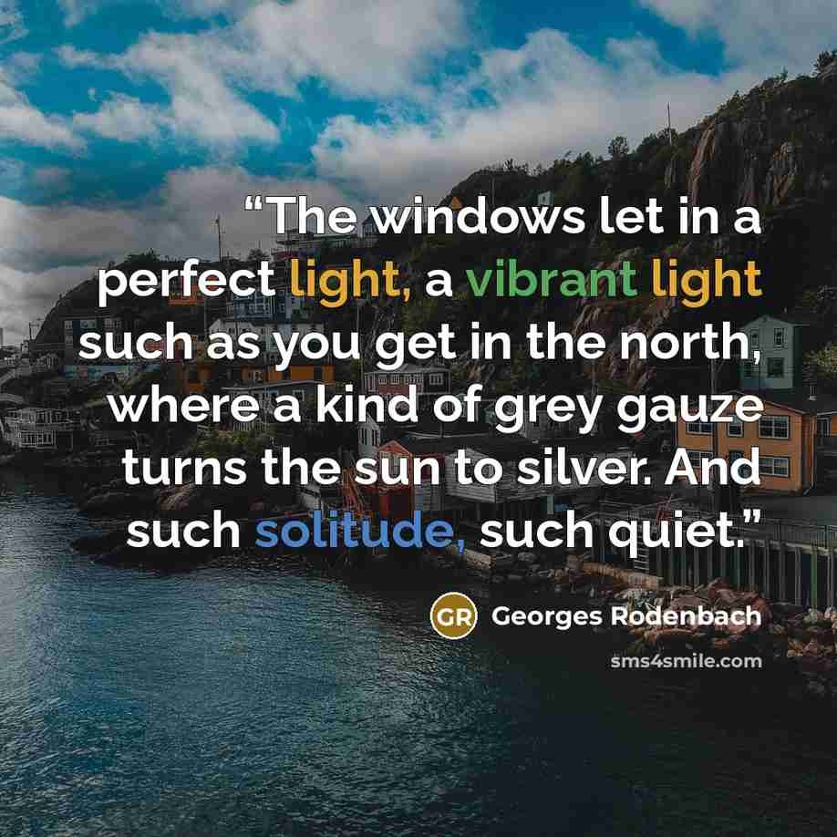 “The windows let in a perfect light, a vibrant light such as you get in the north, where a kind of grey gauze turns the sun to silver. And such solitude, such quiet.” quote by Georges Rodenbach