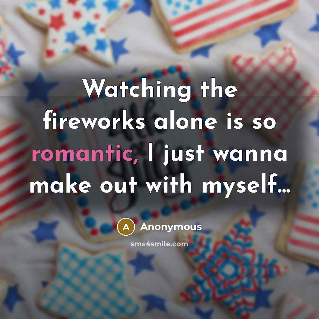 “Watching the fireworks alone is so romantic, I just wanna make out with myself...” quote by Anonymous