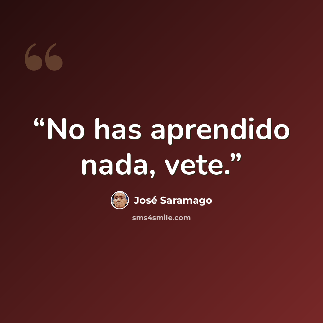“No has aprendido nada, vete.” quote by José Saramago