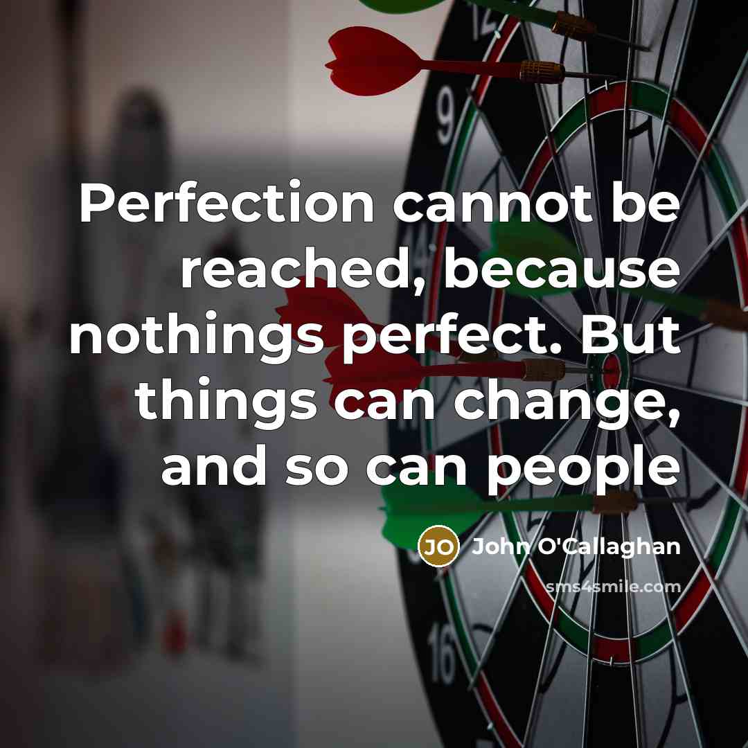 “Perfection cannot be reached, because nothings perfect. But things can change, and so can people” quote by John O'Callaghan