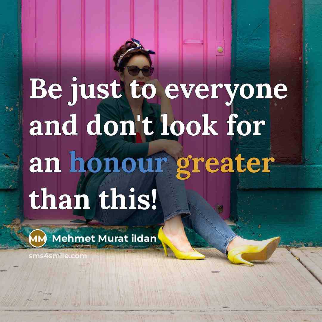 “Be just to everyone and don't look for an honour greater than this!” quote by Mehmet Murat Ildan