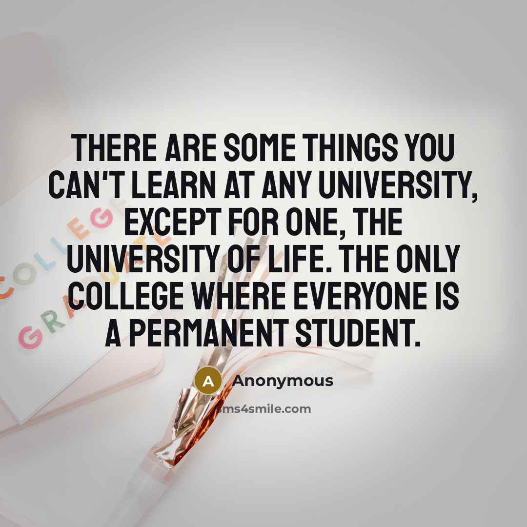 “There are some things you can't learn at any university, except for one, the University of Life. The only college where everyone is a permanent student.” quote by Anonymous