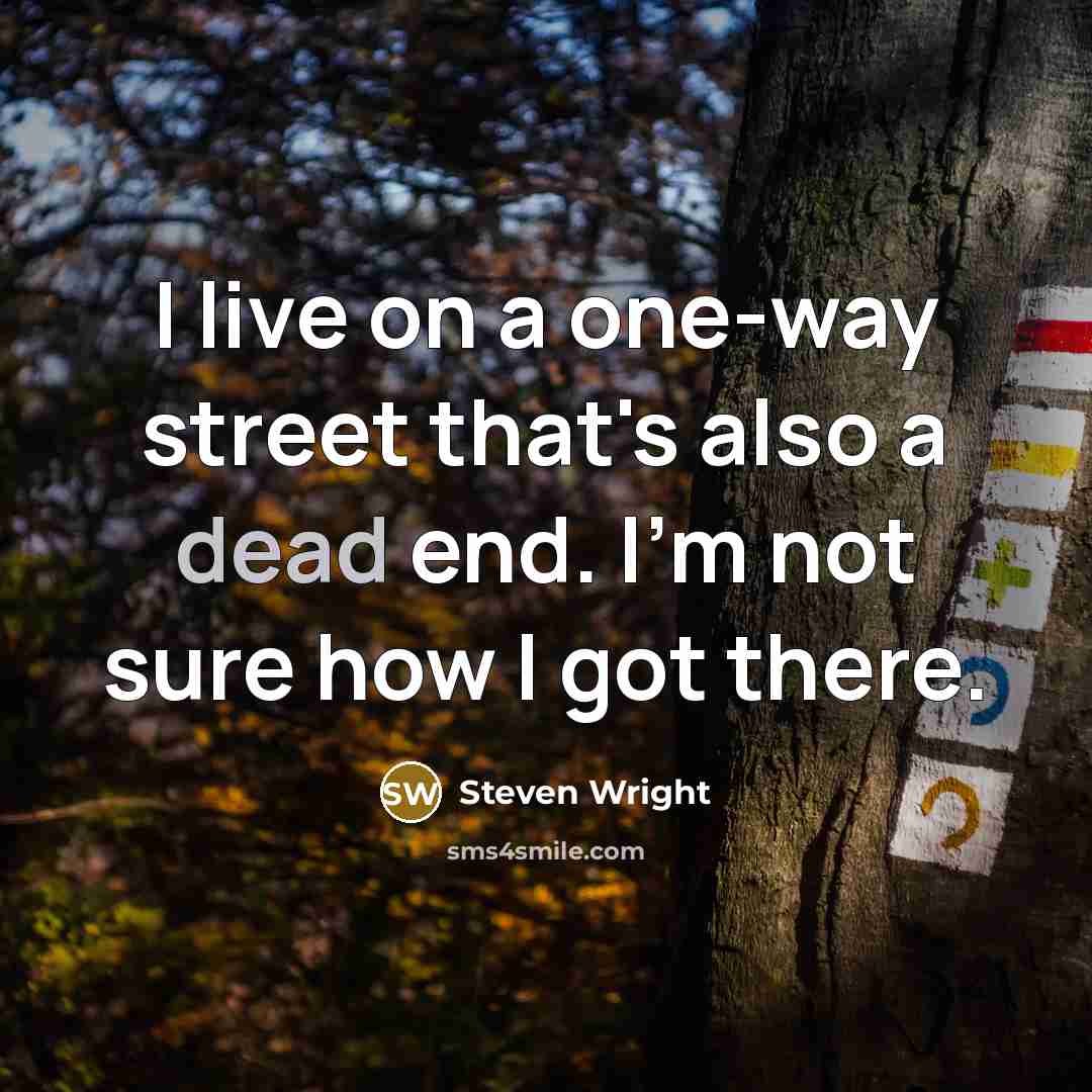 “I live on a one-way street that's also a dead end. I'm not sure how I got there.” quote by Steven Wright