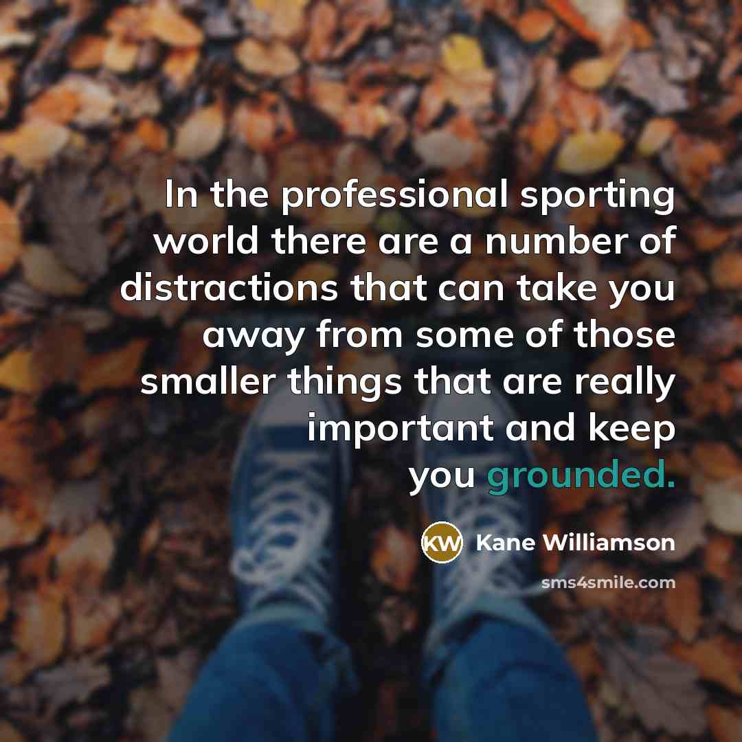 “In the professional sporting world there are a number of distractions that can take you away from some of those smaller things that are really important and keep you grounded.” quote by Kane Williamson