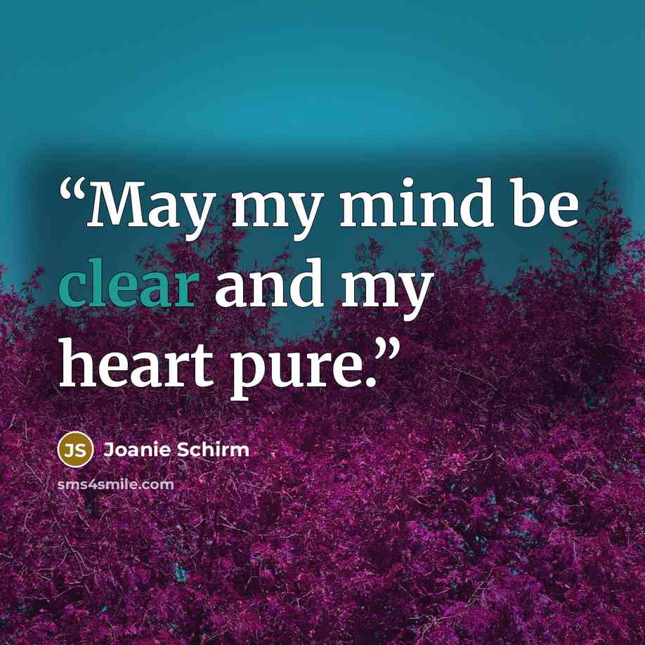 “May my mind be clear and my heart pure.” quote by Joanie Schirm