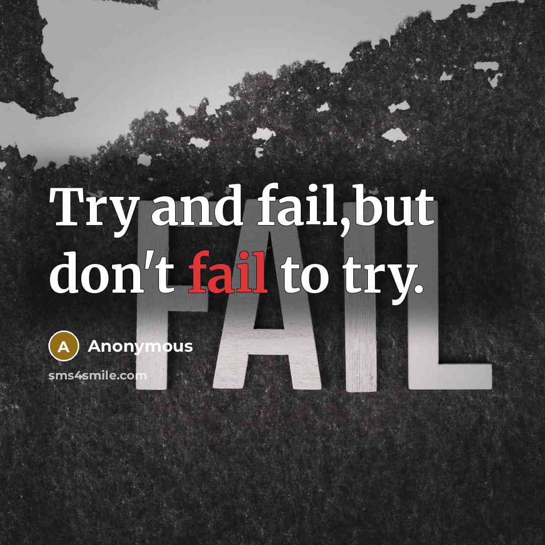 “Try and fail,but don't fail to try.” quote by Anonymous