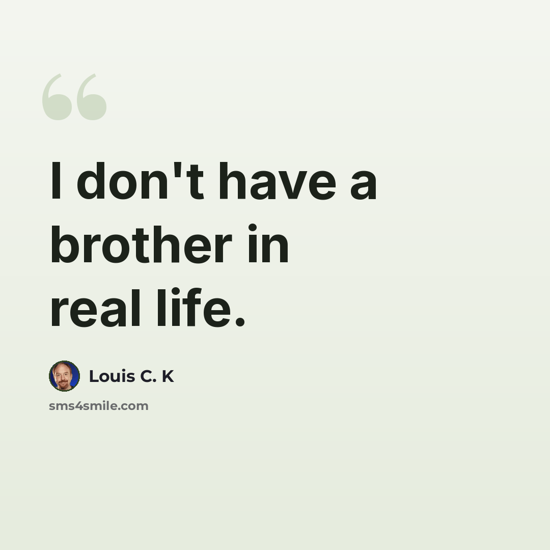 “I don't have a brother in real life.” quote by Louis C. K